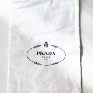 (3) Authentic Prada Milano Shoe Bag Purse Cover Drawstring Dust Bag White